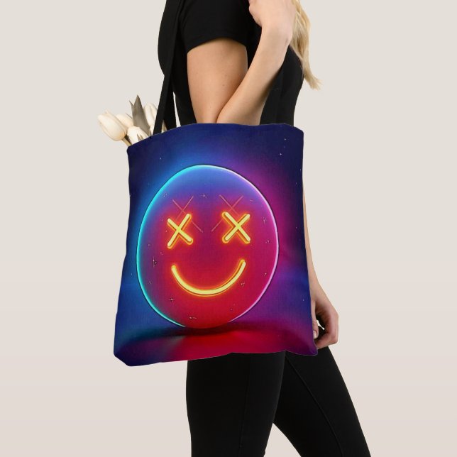 Bolsa Tote Neon Glow Smiley face (Close Up)