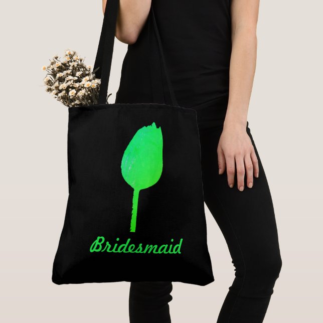 Bolsa Tote Neon Green Floral Tulip Abstrato Bridesmaid Gift (Close Up)
