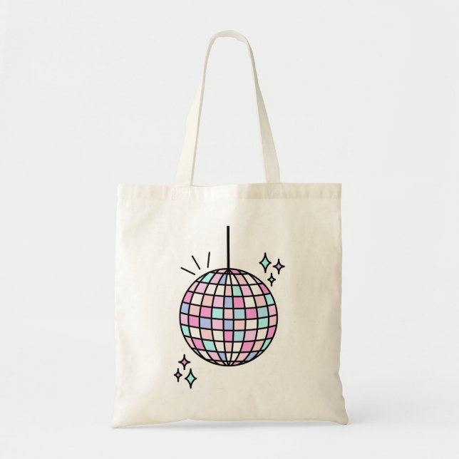 Bolsa Tote Neon Groovy Disco Ball (Frente)