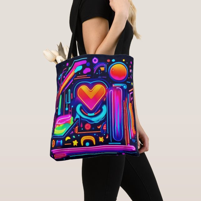 Bolsa Tote Neon Heart Chaos (Close Up)