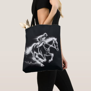 Bolsa Tote Neon Jockey em um cavalo galopante