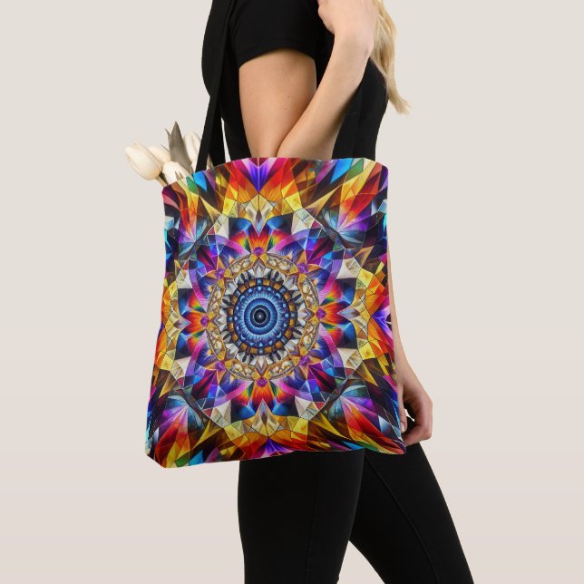 Bolsa Tote Neon Kaleidoscope Design (Close Up)