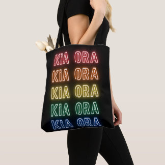 Bolsa Tote Neon Kia Ora Arco-íris Orgulho Nova Zelândia