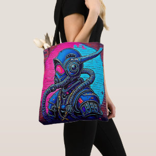 Bolsa Tote Neon Mask Wall Grafite Figura Art