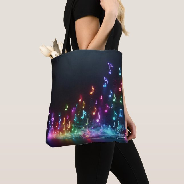 Bolsa Tote Neon Musical Notes (Close Up)