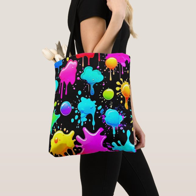 Bolsa Tote Neon Paint Drives Design (Close Up)
