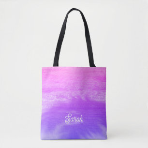 Bolsa Tote Neon Pink Laranja Roxo Trendência de Paraíso Tropi