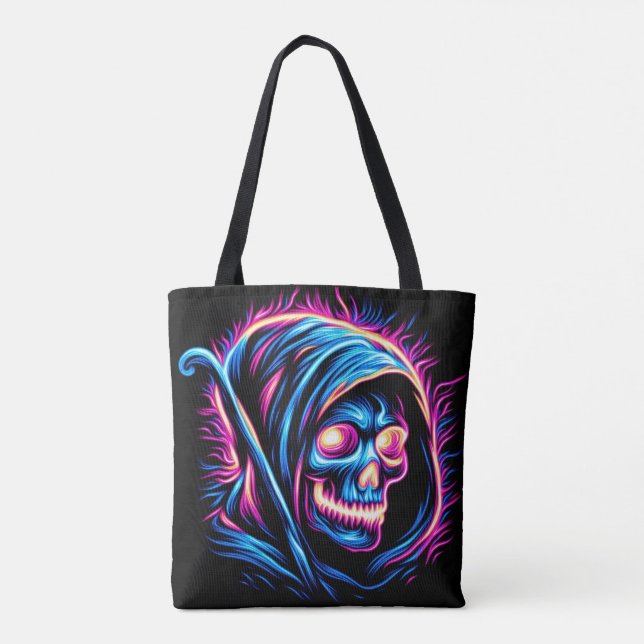 Bolsa Tote Neon Reaper Glow - Saco do crânio (Verso)