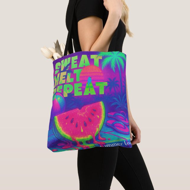Bolsa Tote Neon Summer Retro Future Tropical 80 (Close Up)