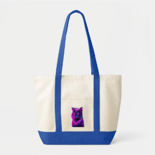 Bolsa Tote Neon Synthwave Cat Art