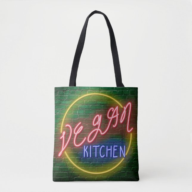 Bolsa Tote Neon Vegan Kitchen Sinal (Frente)