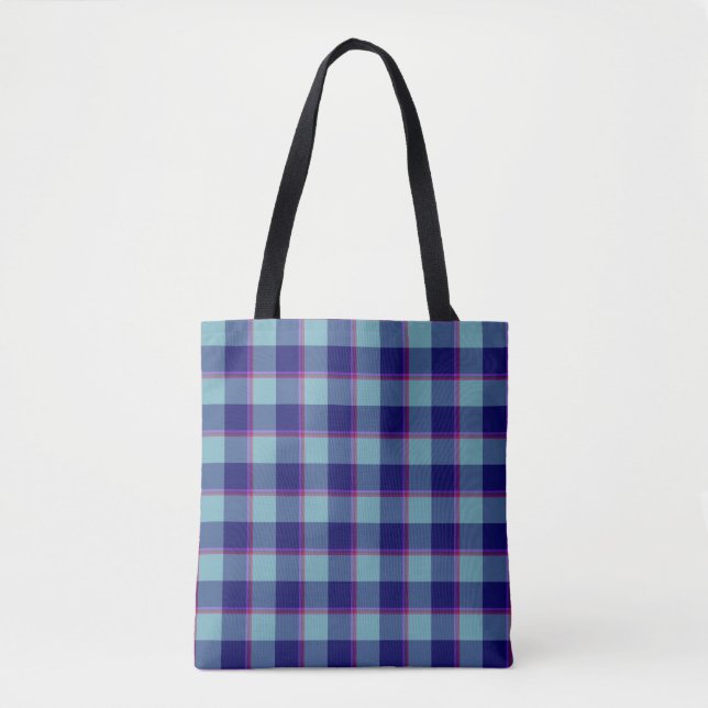 Bolsa Tote Neptune and Gulf Blue Plaid (Frente)