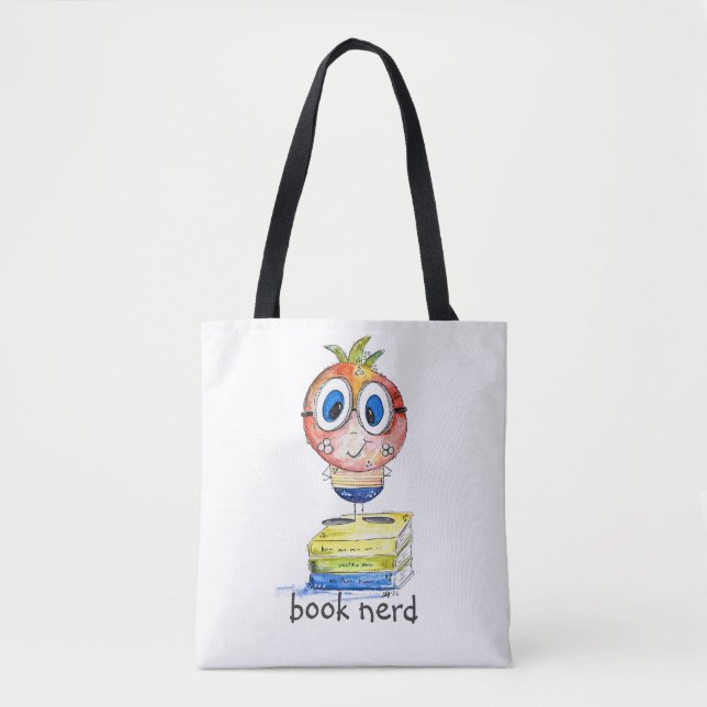 Bolsa Tote Nerd de Livro Branco (Frente)