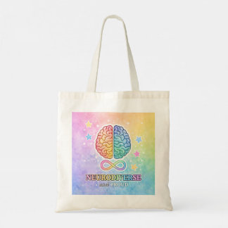 Bolsa Tote Neurodiverse and Proud Inspirational Quote Pastel