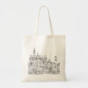 Bolsa Tote Neuschwanstein Castle Alemanha Fine Line Art