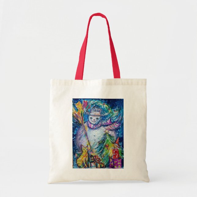 BOLSA TOTE NEVE COM ÁRVORE DE NATAL E BRINQUEDOS (Frente)