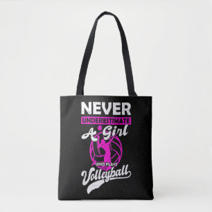 Bolsa Tote Never Underestimate A Girl Who Plays Volleyball Gi