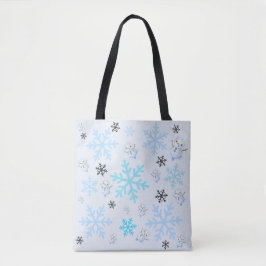 Bolsa Tote Neves e flocos de neve em azul claro
