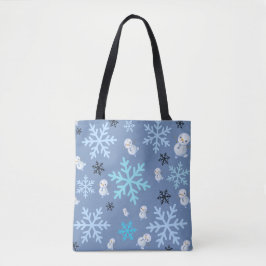 Bolsa Tote Neves e flocos de neve em azul-real