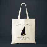 Bolsa Tote New Hampshire Map Wedding Bag Bolsa, Black<br><div class="desc">Saco de presentes de boas-vindas para convidados fora da cidade para o seu casamento,  com a imagem de New Hampshire,  com coração de ouro. Preencha a bolsa com seus doces favoritos.</div>