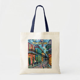 Bolsa Tote New Orleans French Quarter Van Gogh Style Vintage