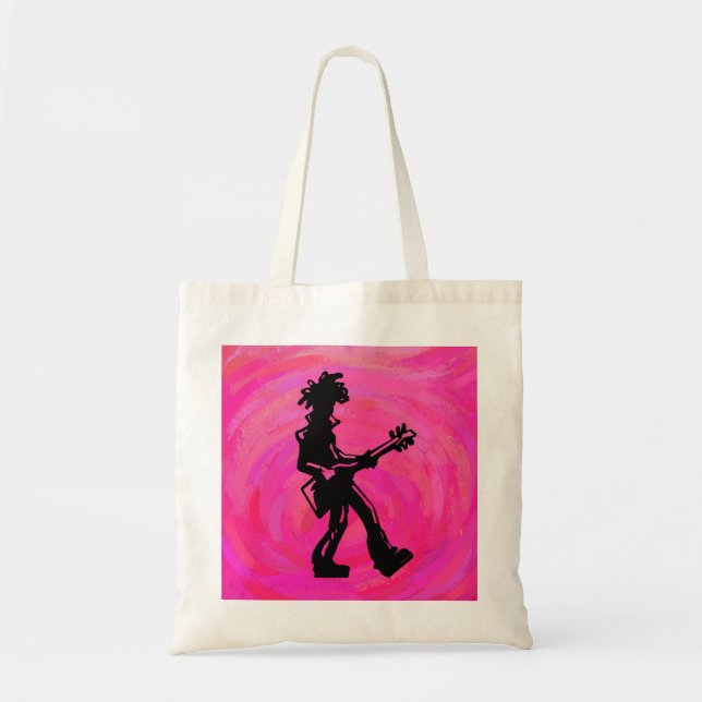 Bolsa Tote New York Boogie Nights Guitar Hot Pink (Frente)