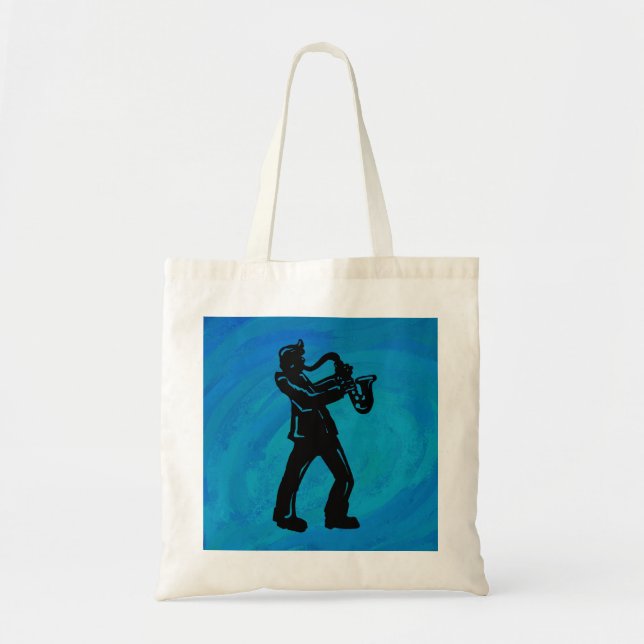 Bolsa Tote New York Boogie Nights Saxophone Blue (Frente)