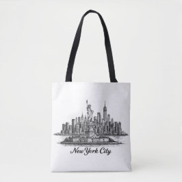 Bolsa Tote New York City Skyline Line Art Illustration