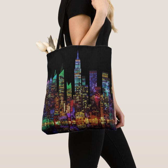 Bolsa Tote New York Cityscape, LED Light Style (Close Up)