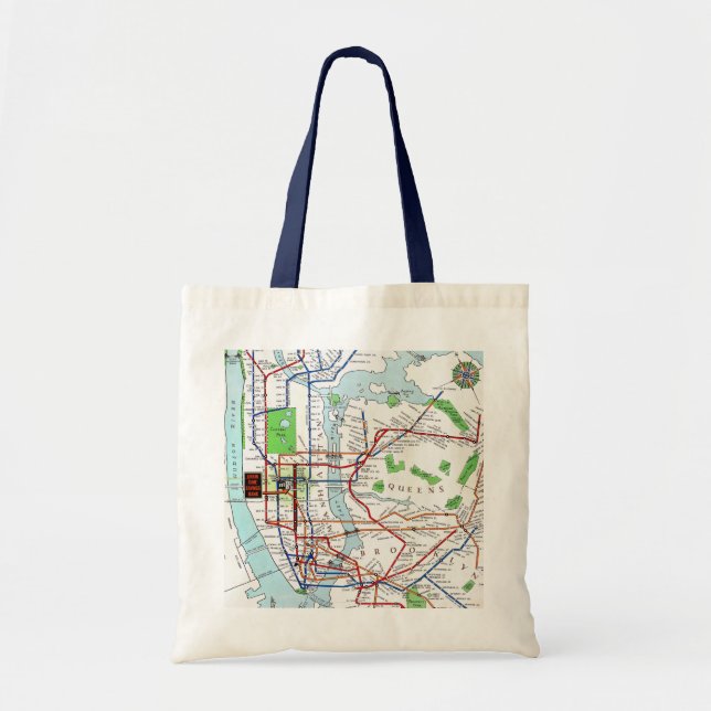 Bolsa Tote New York: Metro Mapa, 1940 (Frente)