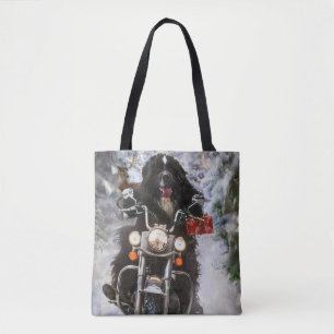 Bolsa Tote Newland Dog Riding Motorcycle Christmas