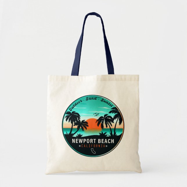 Bolsa Tote Newport Beach California Retro Sunset Souvenir 80 (Frente)