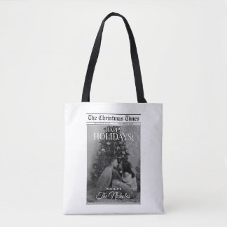 Bolsa Tote Newspaper What A Year Black White Photo Christmas
