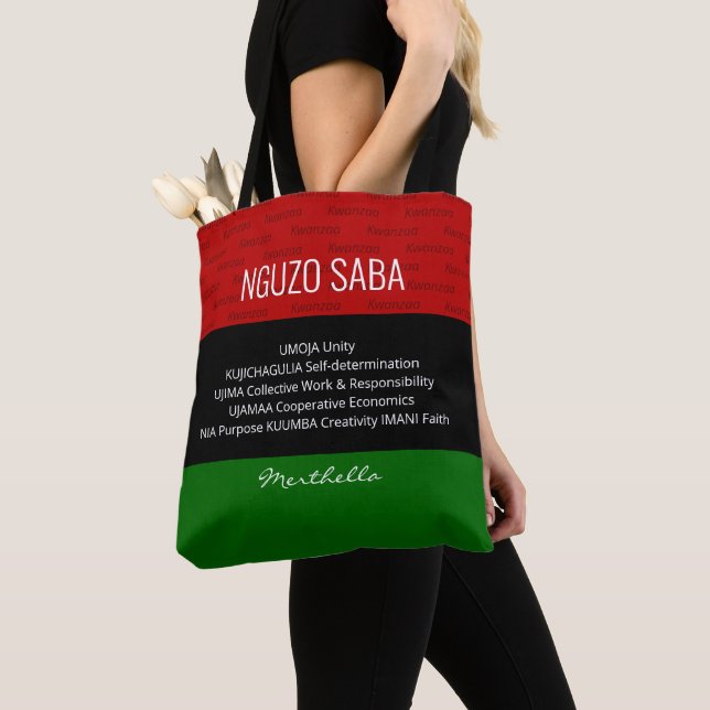 Bolsa Tote NGUZO SABA Kwanzaa, personalizado pela na moda (Close Up)