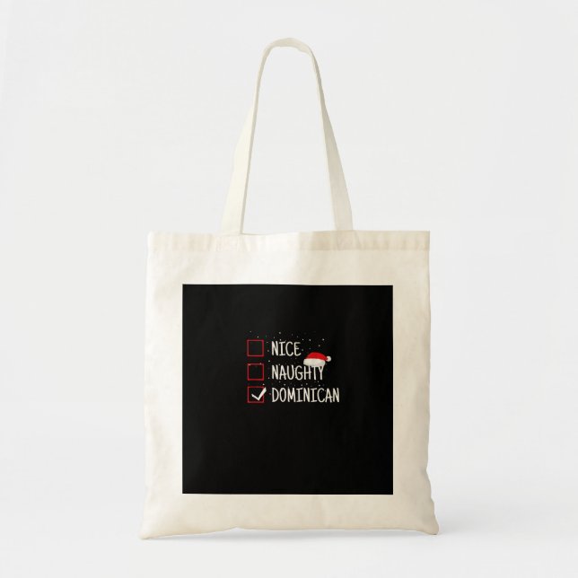 Bolsa Tote Nice Naughty Dominican Christmas List  (Frente)