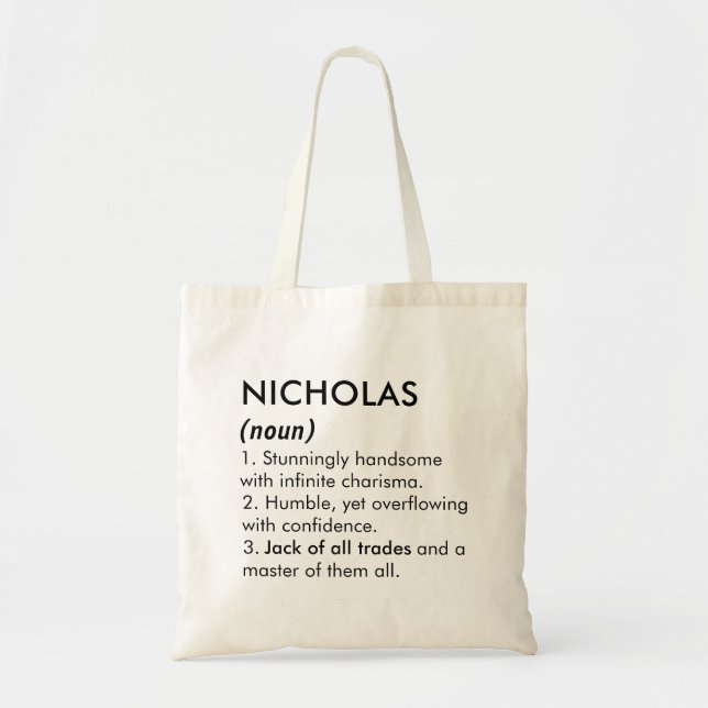 Bolsa Tote Nicholas name, Editable name, Custom name (Frente)