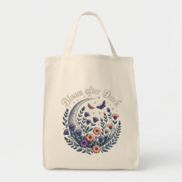 Bolsa Tote Night Garden Faux Embroidered Moon with Moths