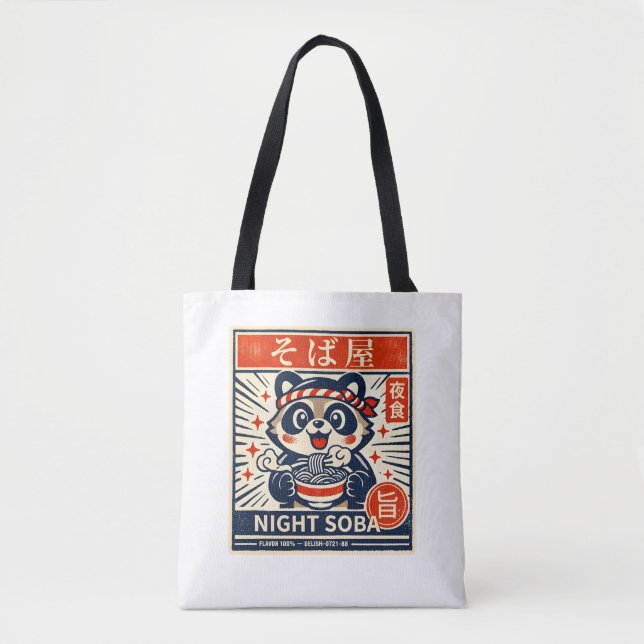 Bolsa Tote NIGHT SOBA | Estética Mínima de Comida de Rua Japo (Frente)