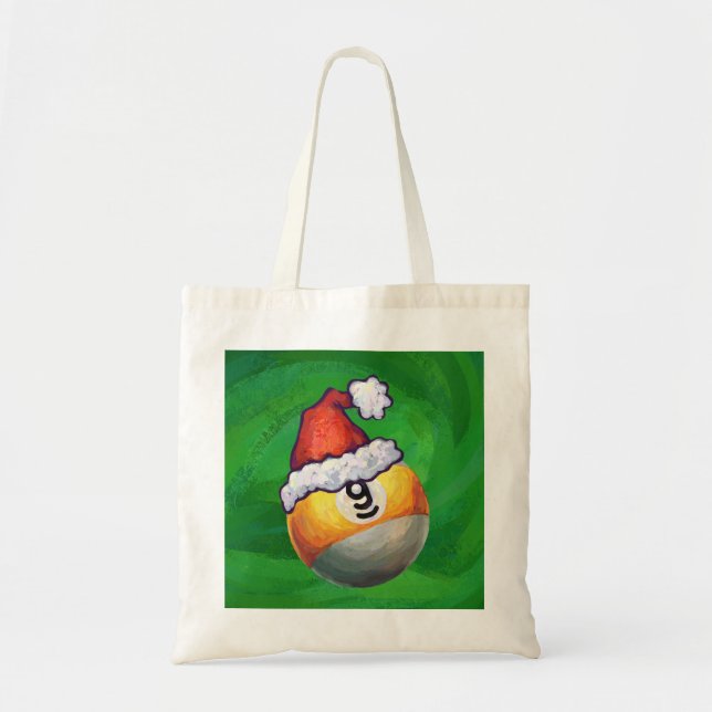 Bolsa Tote Nine Ball em Santa Hat em Verde (Frente)