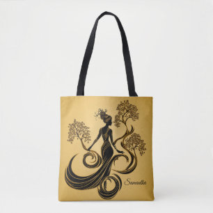 Bolsa Tote Ninfas de madeira personalizadas em pano de fundo