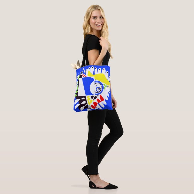 Bolsa Tote Ninho de Pássaro - Branco Azul Real (No(a) Modelo)
