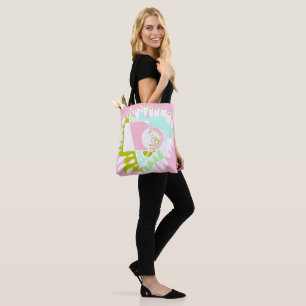 Bolsa Tote Ninho de Pássaro - Branco rosa-Flamingo
