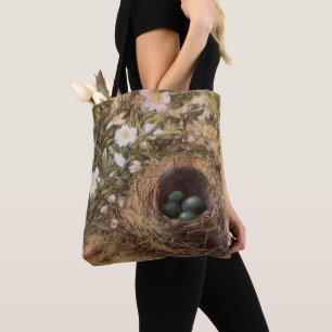 Bolsa Tote Ninho de Pássaro e Rosas de Cão por John William H