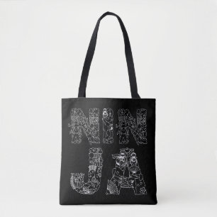 Bolsa Tote Ninja Belo Texto Branco A Preto