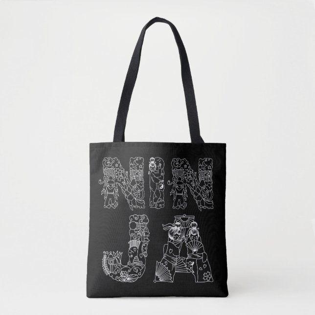Bolsa Tote Ninja Belo Texto Branco A Preto (Frente)