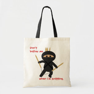 Bolsa Tote Ninja com o saco circular das agulhas de confecç