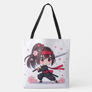 Bolsa Tote Ninja guerreira bonita floresce