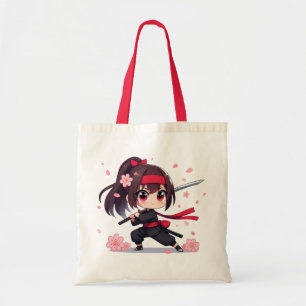 Bolsa Tote Ninja guerreira bonita floresce
