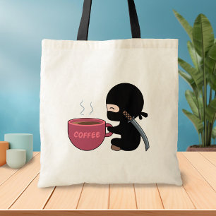 Bolsa Tote Ninja minúsculo com a grande caneca de café