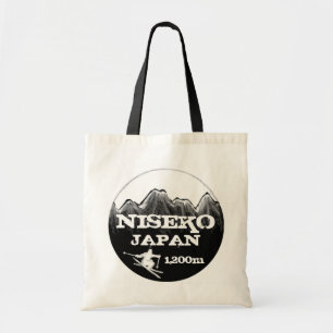 Bolsa Tote Niseko Japão - Saco preto branco de esqui reutiliz